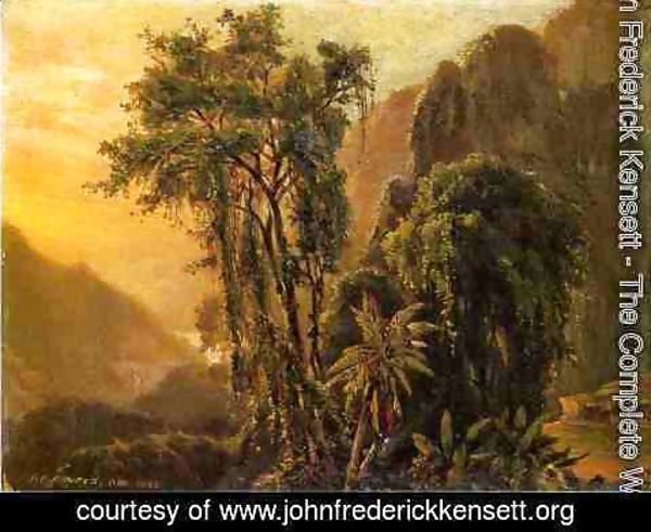 John Frederick Kensett - A Glimpse of the Caribbean sea from the Jamaica Mountains