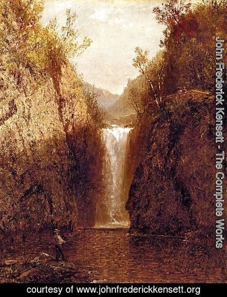 John Frederick Kensett - Landscape with Waterfall