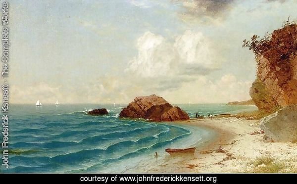 New England Coastal View with Figures