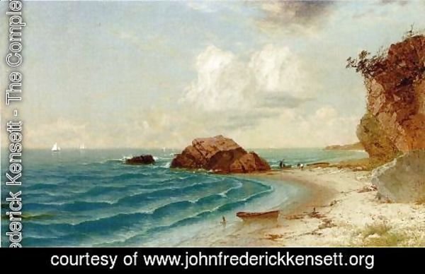 John Frederick Kensett - New England Coastal View with Figures